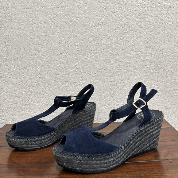 Toni Pons Suede Blue Espadrille Wedge Size 40 / 9.5 - Picture 3 of 8